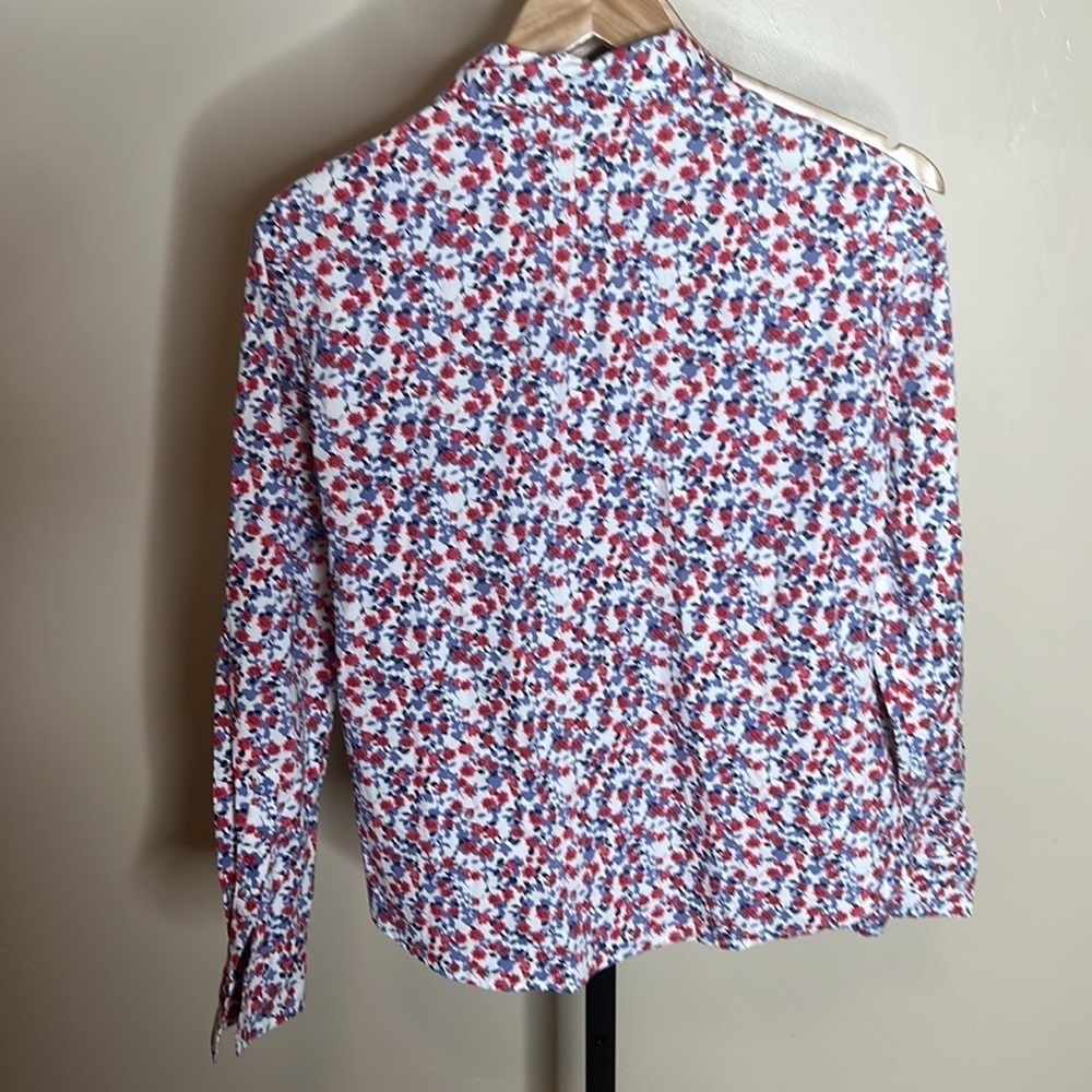 Tahari Floral Poplin Cotton Blend Button Down Shirt Size S - Picture 5 of 6